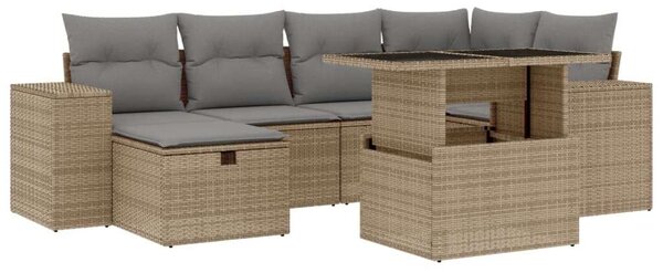 VidaXL Polyrattan Kerti Ülőgarnitúra - 7 részes - Bézs