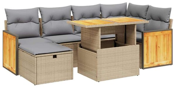 VidaXL Polyrattan Kerti Ülőgarnitúra - 7 részes, Bézs