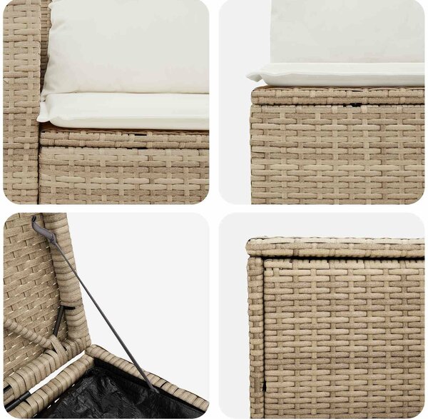 VidaXL Kanapé Szett 7 db Beige és Krémszínű Poli rattan és acél