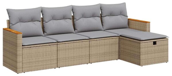 VidaXL Polyrattan Kerti Ülőgarnitúra - 5 részes - Bézs