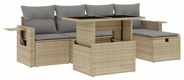 VidaXL Polyrattan Kerti Ülőgarnitúra - 6 részes - Bézs