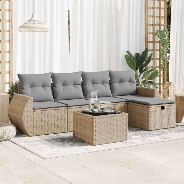 VidaXL Polyrattan Kerti Ülőgarnitúra - 6 részes - Bézs