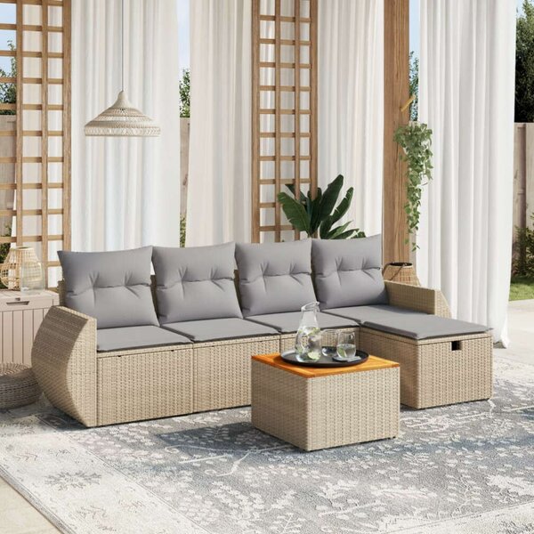 VidaXL Polyrattan Kerti Ülőgarnitúra - 6 részes