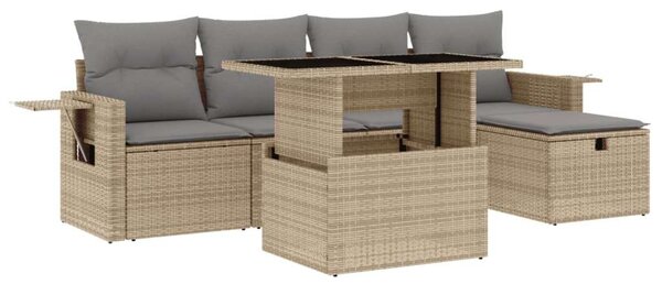 VidaXL Polyrattan Kerti Ülőgarnitúra - 6 részes - Bézs