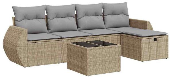 VidaXL Polyrattan Kerti Ülőgarnitúra - 6 részes - Bézs
