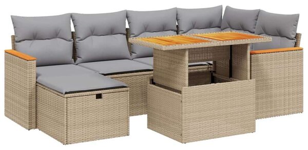 VidaXL Polyrattan Kerti Ülőgarnitúra - 7 részes - Bézs