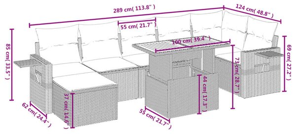 VidaXL Polyrattan Kerti Ülőgarnitúra - 8 részes - Bézs