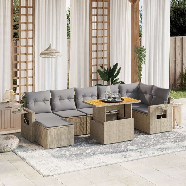 VidaXL Polyrattan Kerti Ülőgarnitúra - 8 részes - Bézs