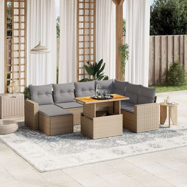 VidaXL Polyrattan Kerti Ülőgarnitúra - 8 részes - Bézs