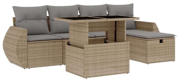 VidaXL Polyrattan Kerti Ülőgarnitúra - 6 részes, Bézs