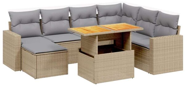 VidaXL Polyrattan Kerti Ülőgarnitúra - 8 részes - Bézs