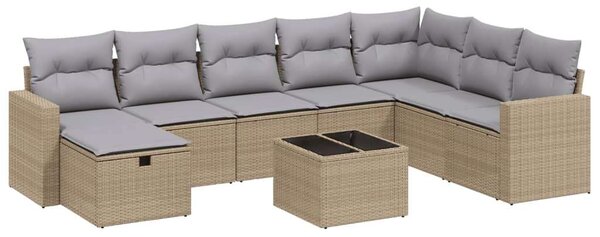VidaXL Polyrattan Kerti Ülőgarnitúra - 9 részes, Bézs