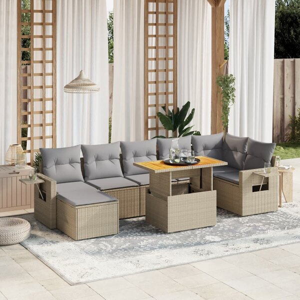 VidaXL Polyrattan Kerti Ülőgarnitúra - 8 részes - Bézs