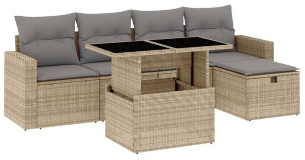 VidaXL Polyrattan Kerti Ülőgarnitúra - 6 részes - Bézs