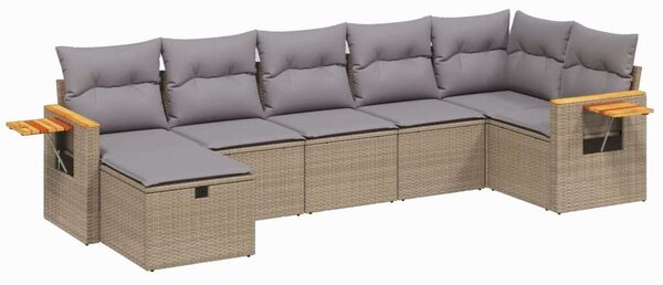 Polyrattan Kerti Ülőgarnitúra - 7 részes - Bézs