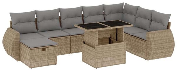 VidaXL Polyrattan Kerti Ülőgarnitúra - 9 részes - Bézs