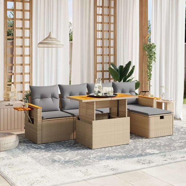 VidaXL Polyrattan Kerti Ülőgarnitúra - 6 részes - Bézs