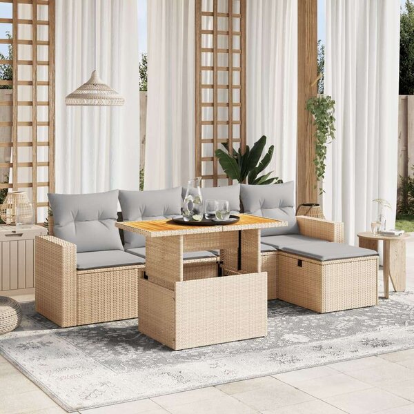 Polyrattan Kerti Ülőgarnitúra - 6 részes - Bézs