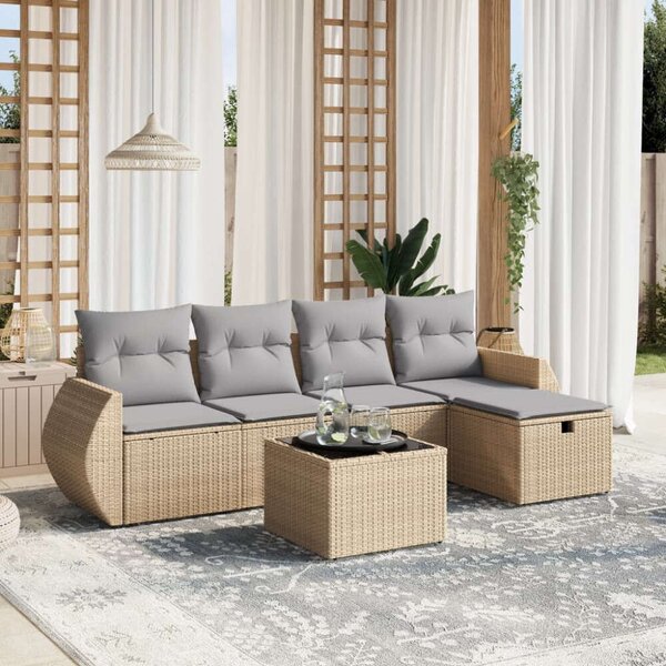 VidaXL Polyrattan Kerti Ülőgarnitúra - 6 részes - Bézs