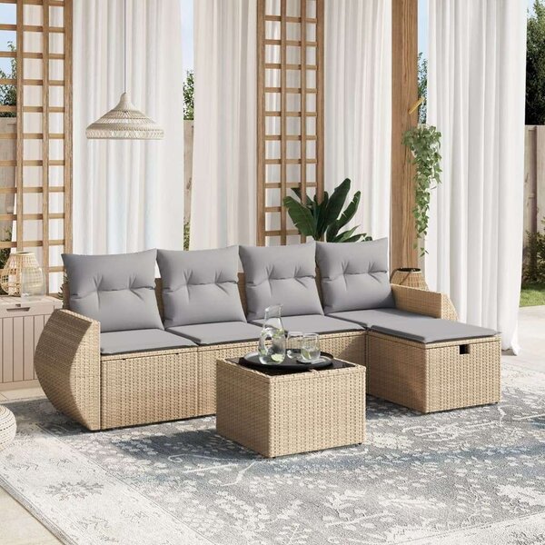 VidaXL Polyrattan Kerti Ülőgarnitúra - 6 részes - Bézs