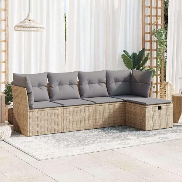 VidaXL Polyrattan Kerti Ülőgarnitúra - 5 részes - Bézs
