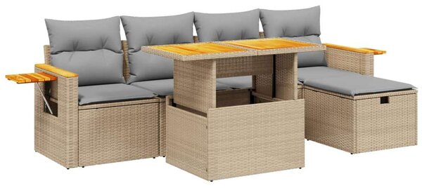 VidaXL Polyrattan Kerti Ülőgarnitúra - 6 részes - Bézs