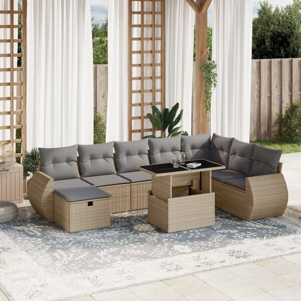 VidaXL Polyrattan Kerti Ülőgarnitúra - 9 részes - Bézs