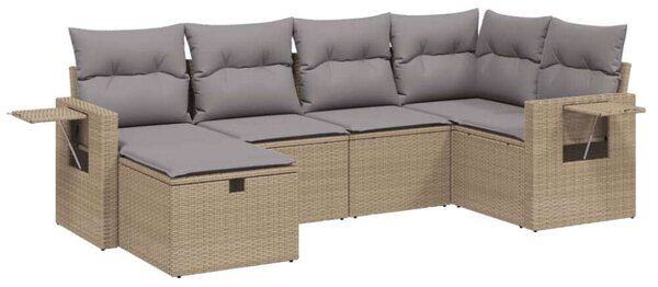 VidaXL Polyrattan Kerti Ülőgarnitúra - 6 részes - Bézs