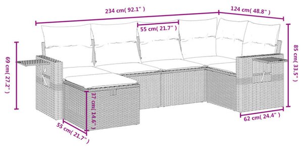 VidaXL Polyrattan Kerti Ülőgarnitúra - 6 részes - Bézs