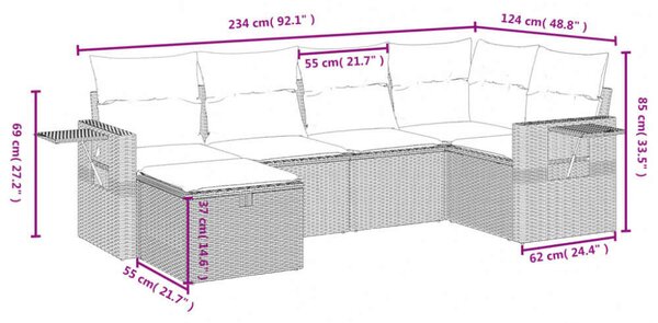 VidaXL Polyrattan Kerti Ülőgarnitúra - 6 részes - Bézs