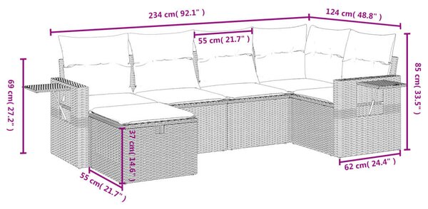 VidaXL Polyrattan Kerti Ülőgarnitúra - 6 részes - Bézs