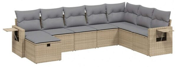 Polyrattan Kerti Ülőgarnitúra - 8 részes - Bézs