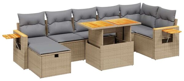 VidaXL Polyrattan Kerti Ülőgarnitúra - 8 részes - Bézs