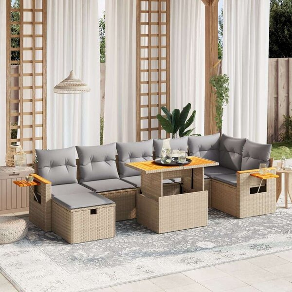 VidaXL Polyrattan Kerti Ülőgarnitúra - 8 részes - Bézs