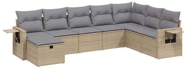Polyrattan Kerti Ülőgarnitúra - 8 részes - Bézs
