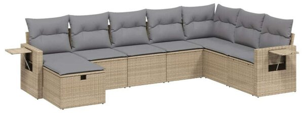 Polyrattan Kerti Ülőgarnitúra - 8 részes - Bézs