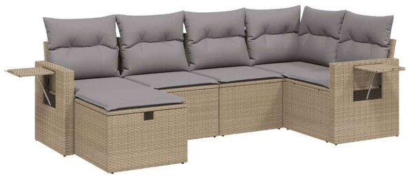 VidaXL Polyrattan Kerti Ülőgarnitúra - 6 részes - Bézs