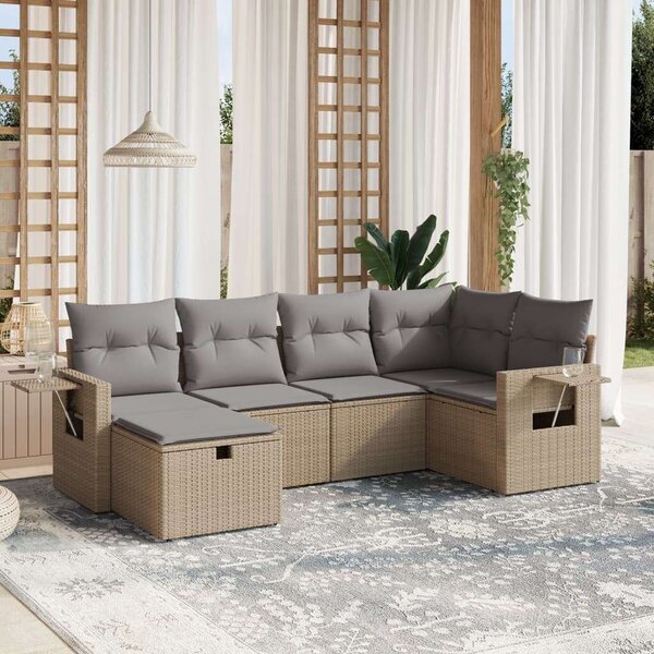 VidaXL Polyrattan Kerti Ülőgarnitúra - 6 részes - Bézs