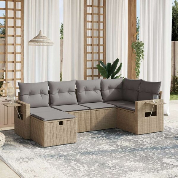 VidaXL Polyrattan Kerti Ülőgarnitúra - 6 részes - Bézs