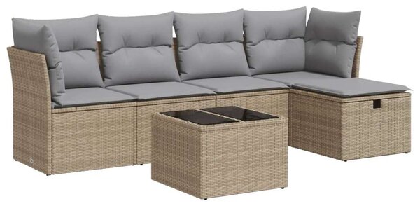 VidaXL Polyrattan Kerti Ülőgarnitúra - 6 részes - Bézs