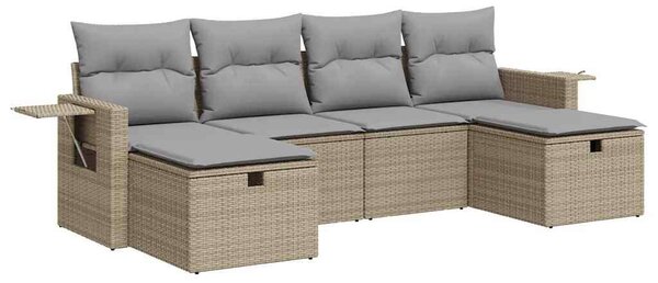 Polyrattan Kerti Ülőgarnitúra - 6 részes - Bézs