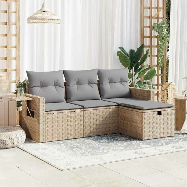 VidaXL Polyrattan Kerti Ülőgarnitúra - 4 részes - Bézs