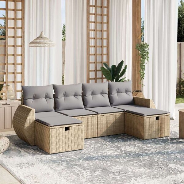 VidaXL Polyrattan Kerti Ülőgarnitúra - 6 részes, Bézs