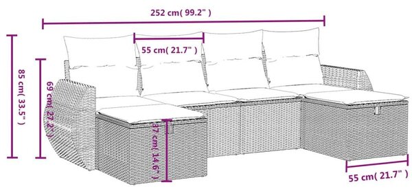 VidaXL Polyrattan Kerti Ülőgarnitúra - 6 részes, Bézs