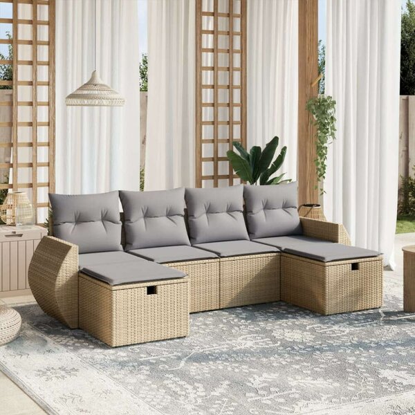 VidaXL Polyrattan Kerti Ülőgarnitúra - 6 részes, Bézs