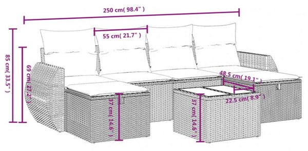 VidaXL Polyrattan Kerti Ülőgarnitúra - 6 részes, Bézs