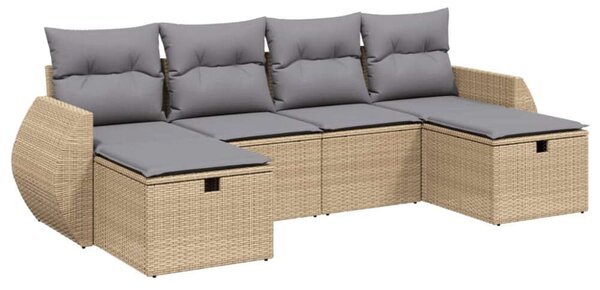 VidaXL Polyrattan Kerti Ülőgarnitúra - 6 részes, Bézs