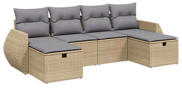 VidaXL Polyrattan Kerti Ülőgarnitúra - 6 részes, Bézs