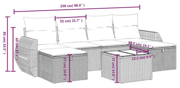VidaXL Polyrattan Kerti Ülőgarnitúra - 6 részes, Bézs