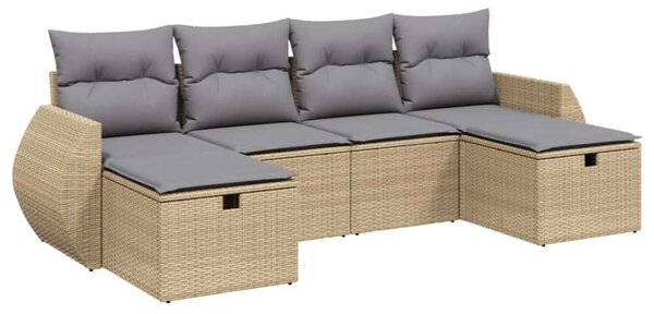 VidaXL Polyrattan Kerti Ülőgarnitúra - 6 részes, Bézs